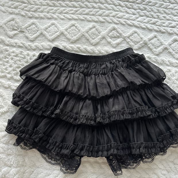 러프넥 튜튜 팬츠 스커트 블랙