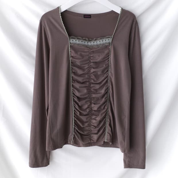 shirring lace long sleeve