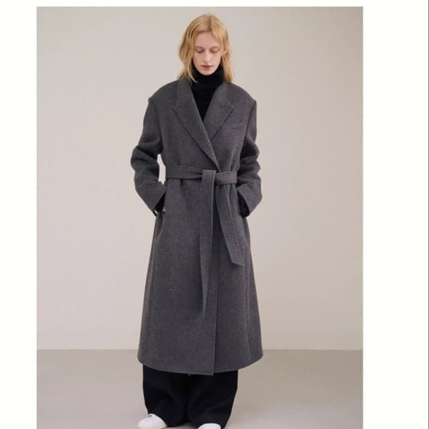 파사드패턴 캐시미어 벨티드 코트 네이비 M