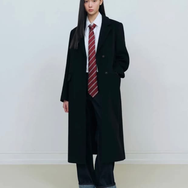 무신사 스탠다드 캐시미어 롱코트 블랙 S