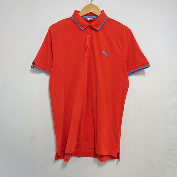 XL 푸마 오렌지 배색 반팔 카라티셔츠