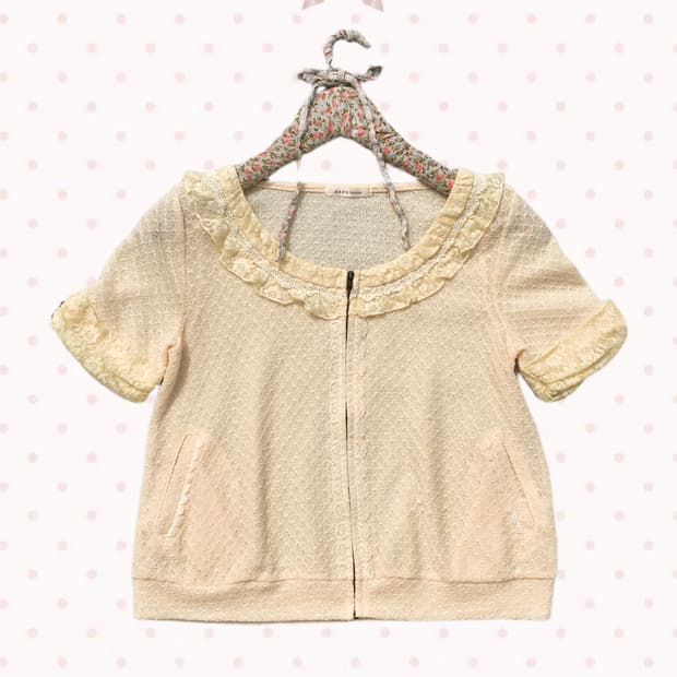 엑시즈팜 옐로우 반팔 집업