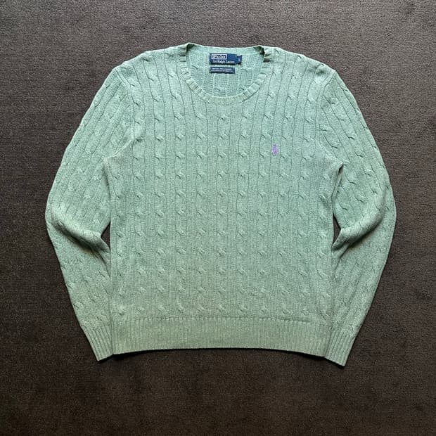 폴로 랄프로렌 실크 캐시미어 케이블 니트 L