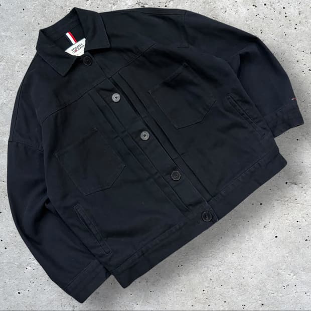 [S] 타미힐피거 타미진스 블랙 코튼 트러커 자켓 B859