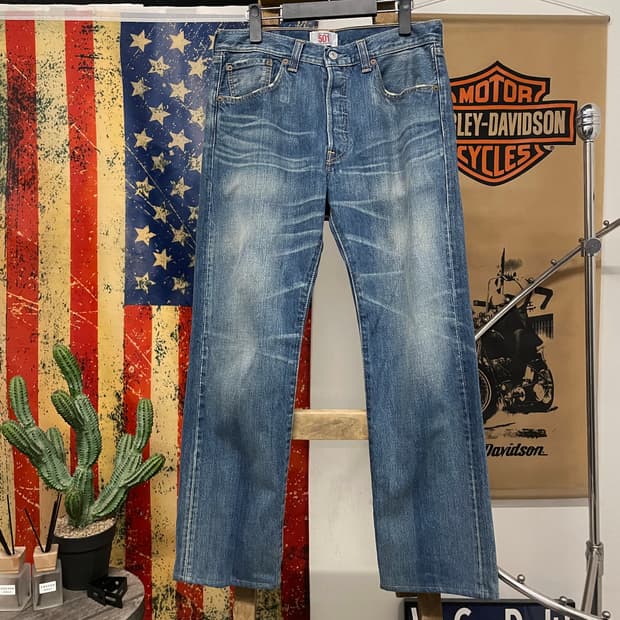 90s 리바이스 501 오리지널 플라이 버튼 스트레이트 데님 팬츠