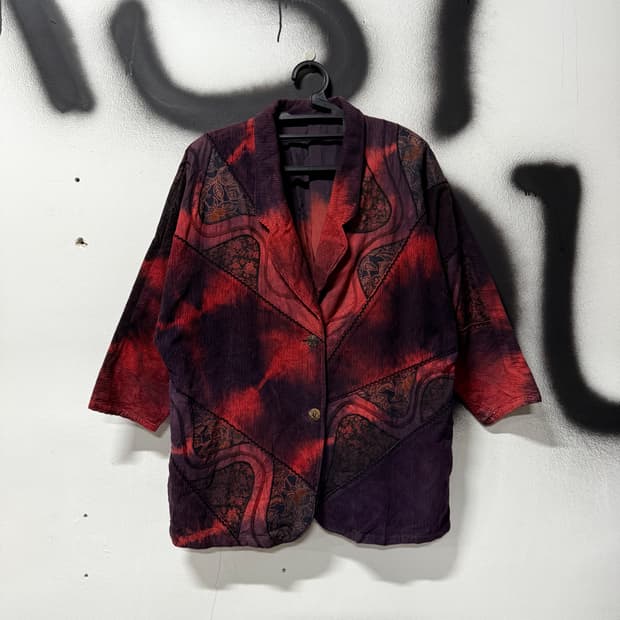 VTG 빈티지 코듀로이 골덴 타이다이 오리엔탈 패치워크 싱글 자켓