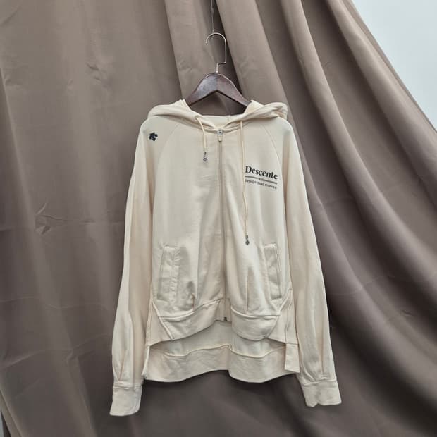 데상트 데일리 크러쉬 코튼 후드 집업 90