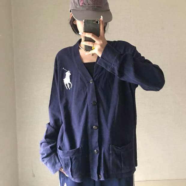 폴로 네이비 빅포니 가디건