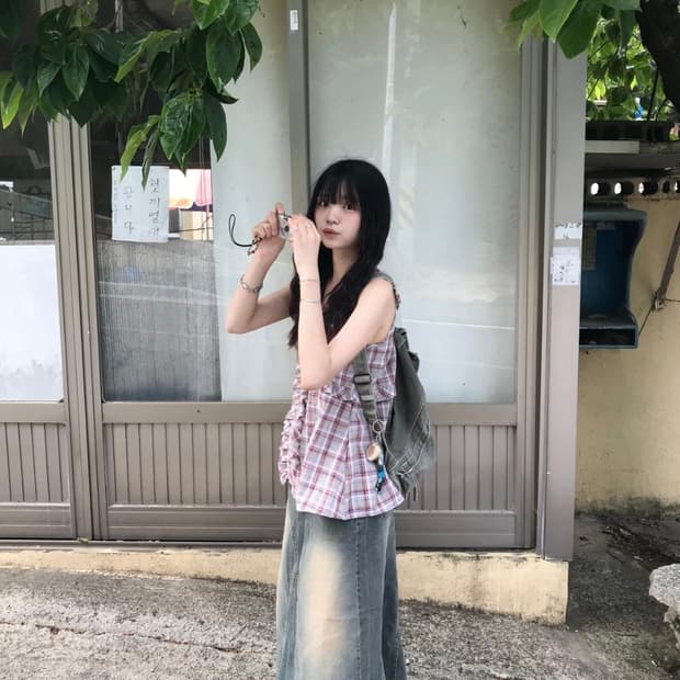 시즐 seezul 하우 체크 슬리브 나시