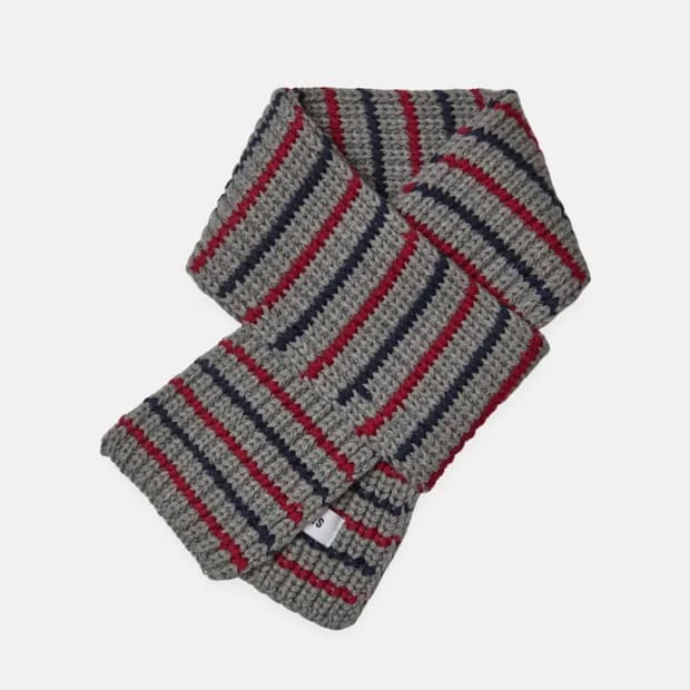 엔조블루스 스트라이프 미니 머플러 그레이