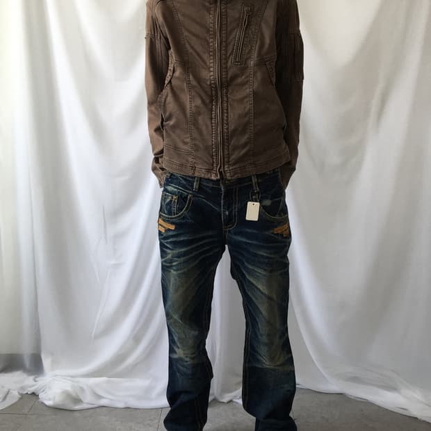 Washed high neck jacket