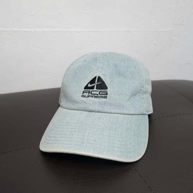 슈프림 x 나이키 ACG 데님 6-패널 캡 워시드 블루