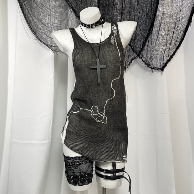 damage knit sleeveless