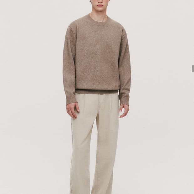 사이즈 L) 수아레 데일리 라운드 니트 - 카키