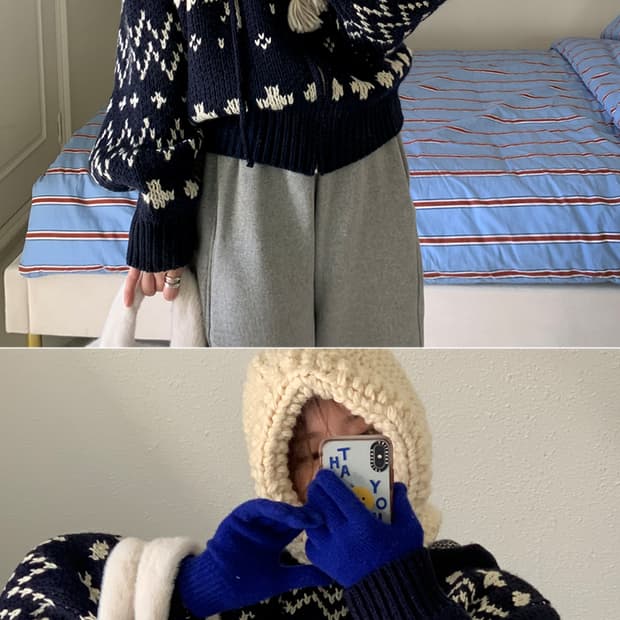 노르딕 후드 니트 집업