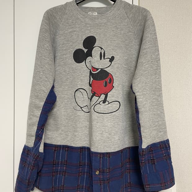 oldpark 올드팤 미키 셔츠 레이어드 맨투맨