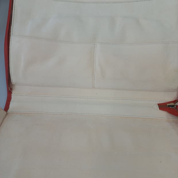 빈폴 주황색 가죽 토트백