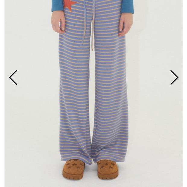 새상품) As if calie stripe star wide pants