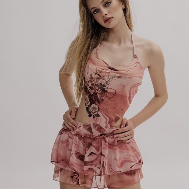 Threetimes 2022 여름 soft jungle set pink