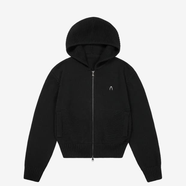 아캄 Contrast Knitted Zip-Up Hood