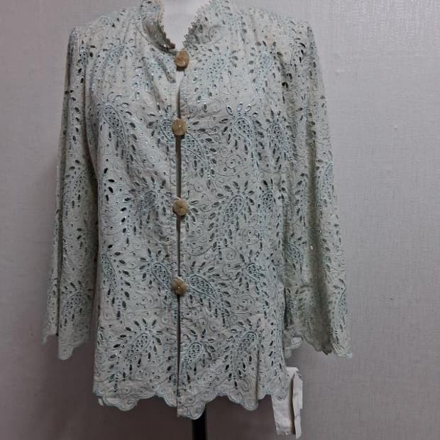 일본빈티지 Tronco Palla 아사면 레이스블라우스 가디건 미착새옷 