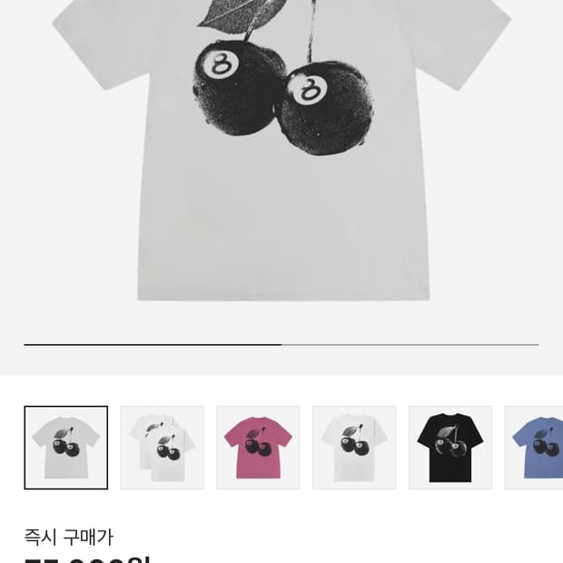 스투시 체리 티셔츠 포그 S