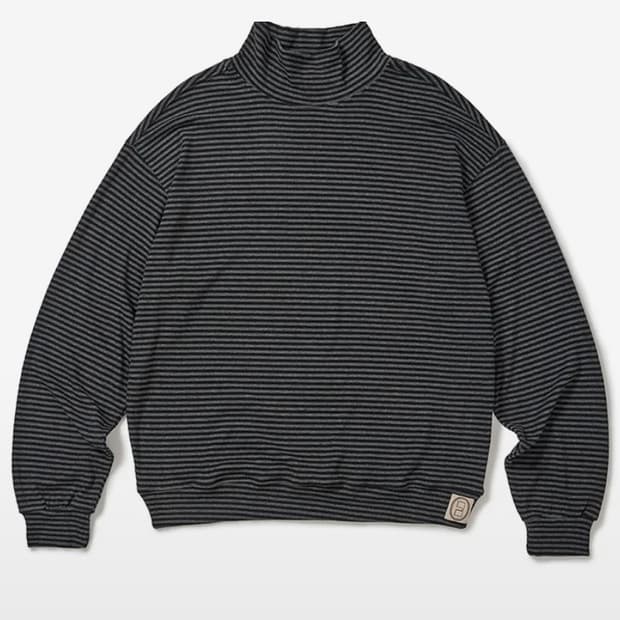 카락터 jersey stripe turtleneck 차콜 01
