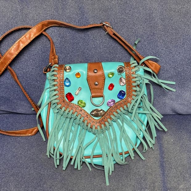 민트 보석 에스닉 수술 프린지 백 JPN 하구미 스즈코 모리걸 하라주쿠