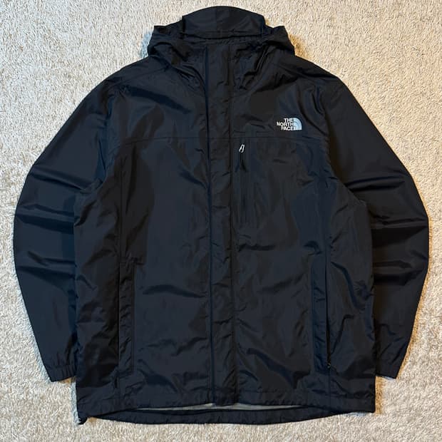 노스페이스 드라이벤트 투웨이 나일론 후드 바람막이 자켓 블랙