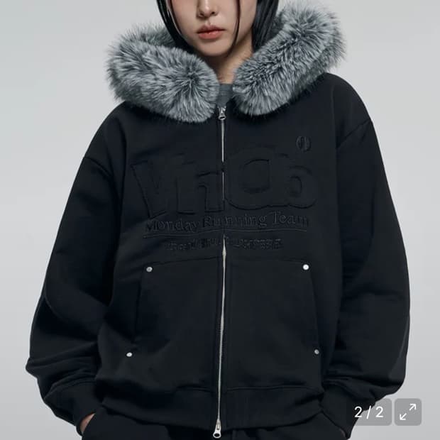 벤힛 MRT 아플리케 퍼 후드집업 블랙