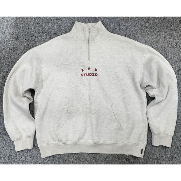 아이앱 스튜디오 스펠로고 기모 하프집업 반집업 L