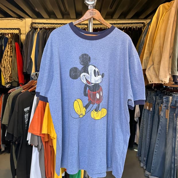 디즈니 미키마우스 프린팅 링거 티셔츠