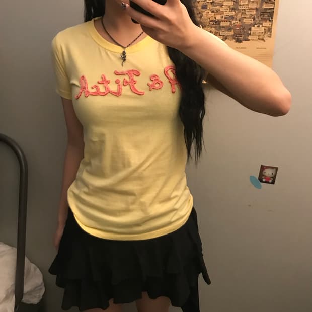 Abercrombie 아베크롬비 슬림핏 레몬 핑크 티