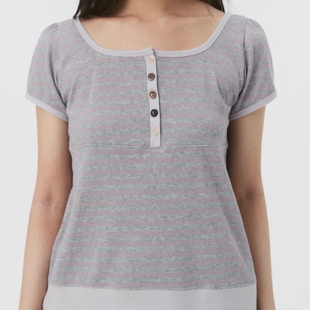 오헤시오 SQUARE NECK JERSEY BLOUSE, LAVENDER