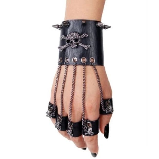 Punk Rave 펑크 레이브 체인 핑거링 장갑 아대