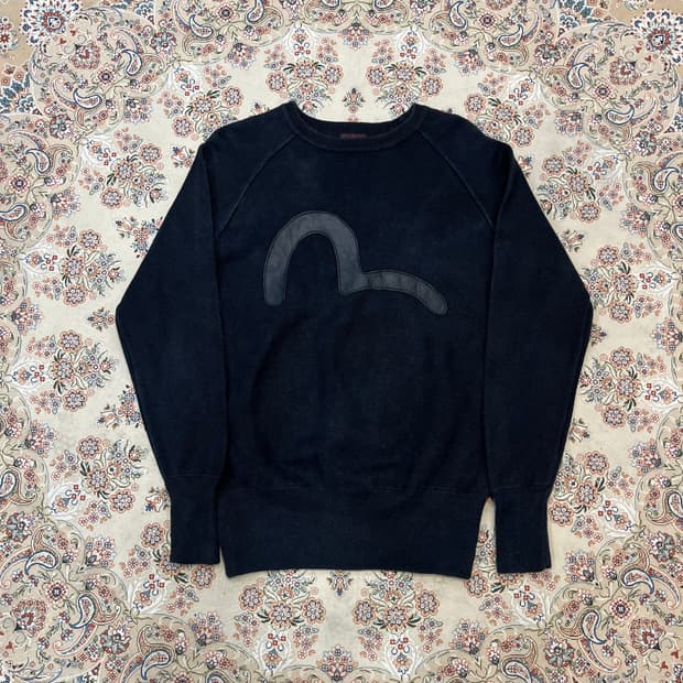 에비수 자수 빅로고 코튼 니트