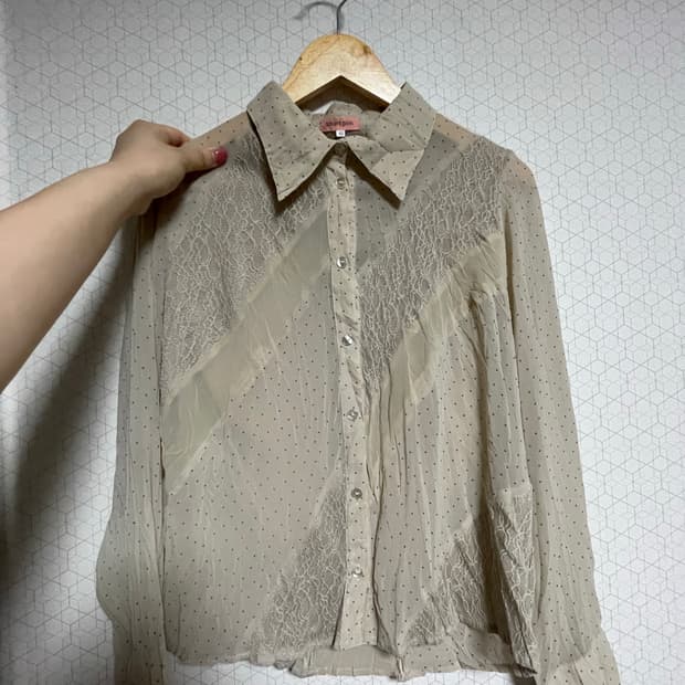 Japanese Vintage 도트시스루 블라우스