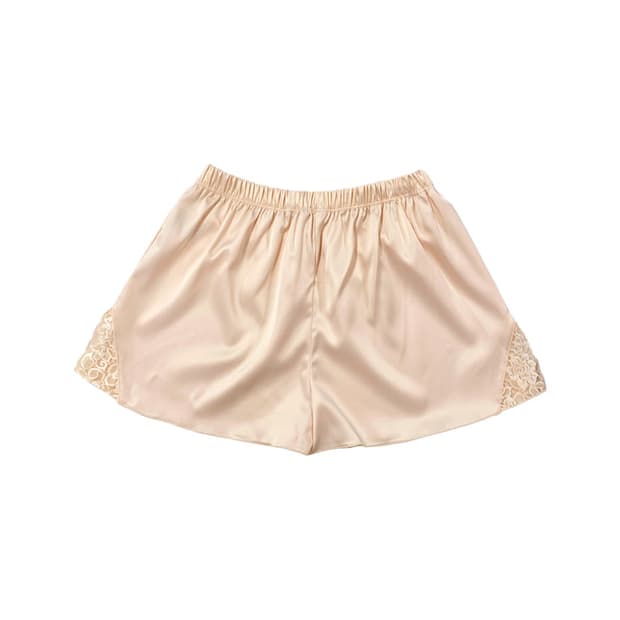 투머치택스 TMT 레이스 새틴 반바지 베이지