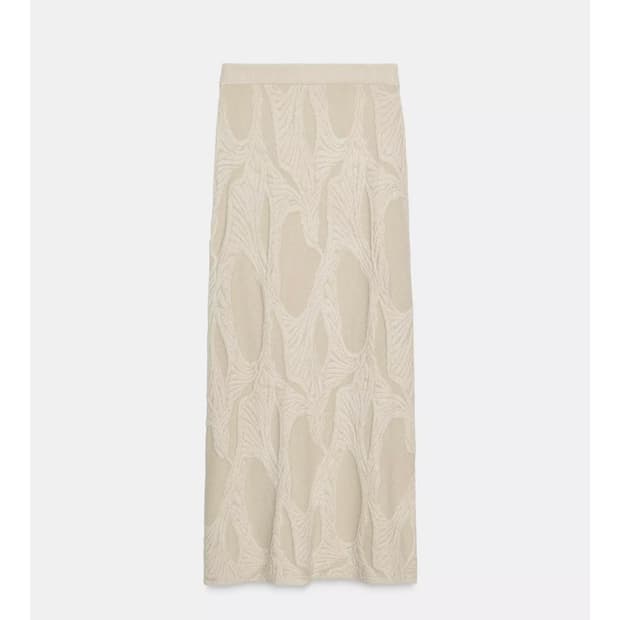 자카드 미디 스커트