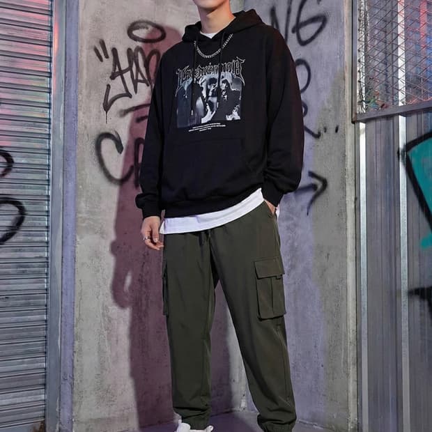 에디바우어 카키색 카고 조거팬츠_XL