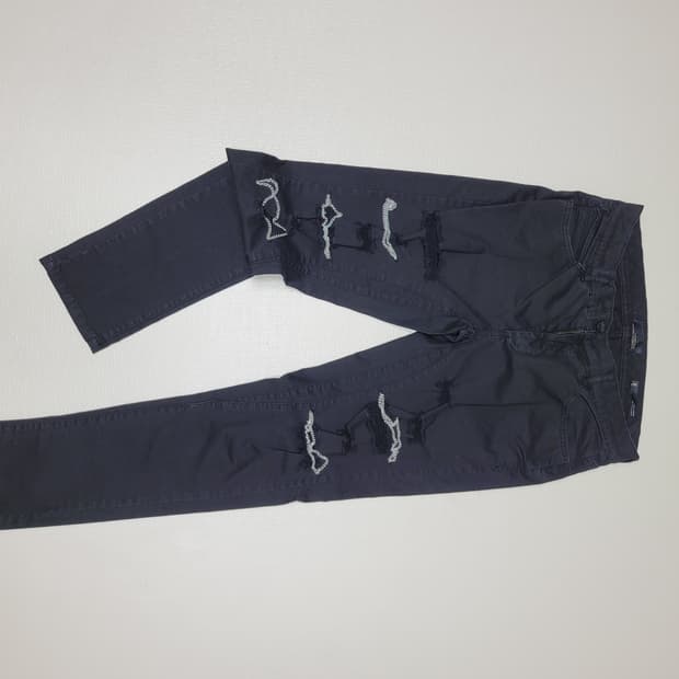 자라맨 ZARAMAN 체인장식 데미지 팬츠 33 블랙