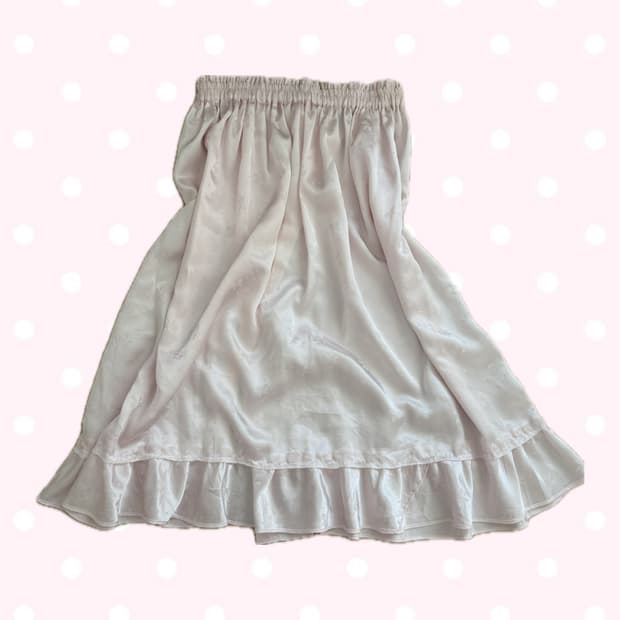빈티지 연핑크 딸기우유 리본 레이스 미디스커트 롱스커트