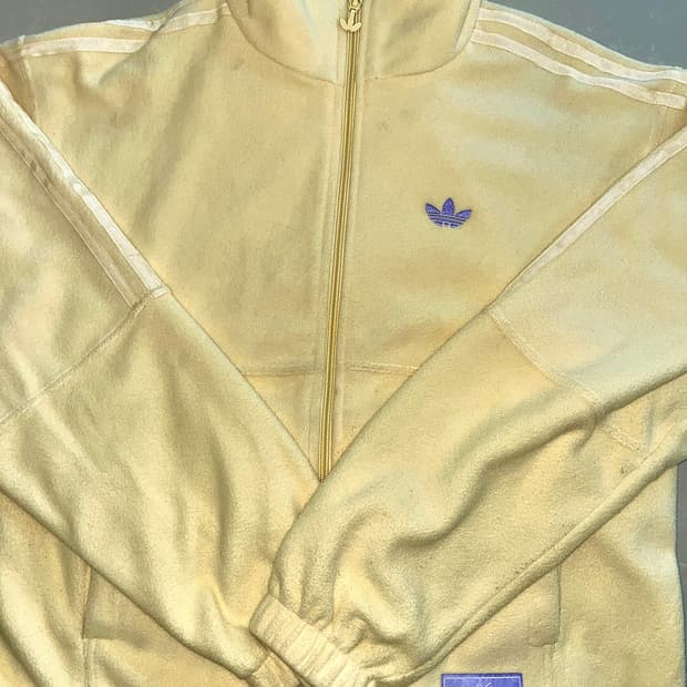 아디다스 연노랑 연보라 삼선 플리스 후리스