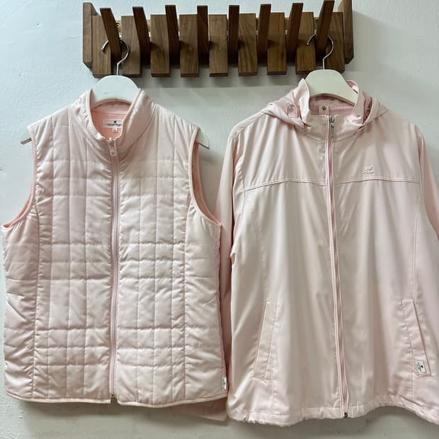 Courrèges 꾸레쥬 2way 라이트 핑크 후드 자켓 + 퀼팅 베스트