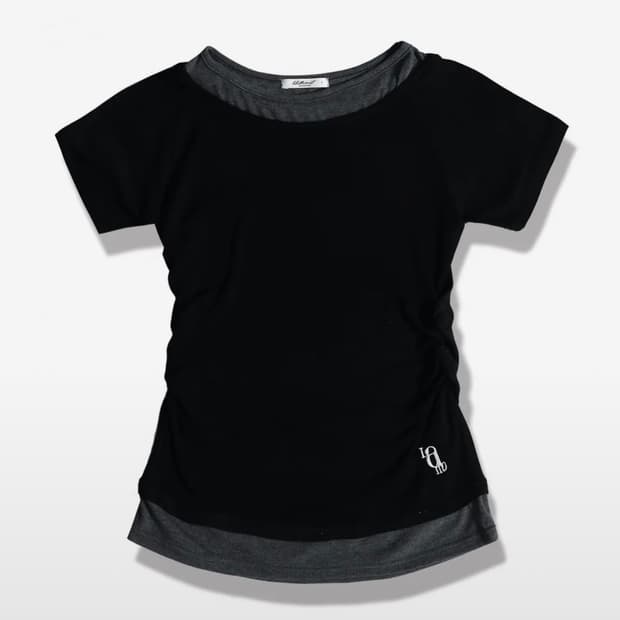 라이크더모스트 셔링 포인트 오프 레이어드 반팔 티셔츠