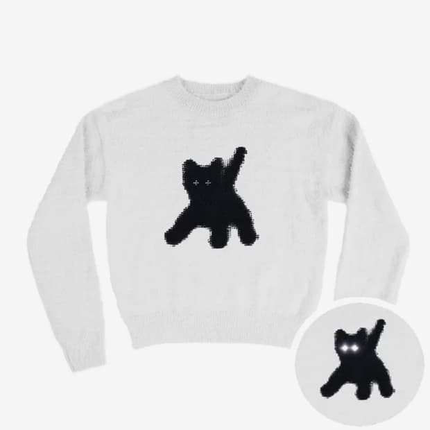Flashed Cats Angora Knit -[WHITE]
