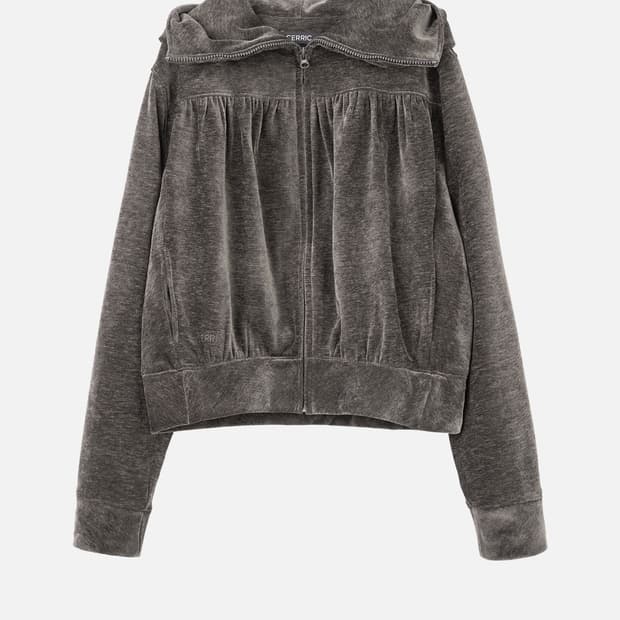 Shirring Zip Up _ Gray