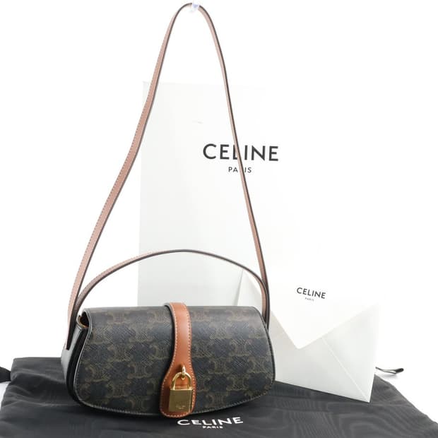 셀린느 클러치 온 스트랩 타부 트리옹프 캔버스 숄더백