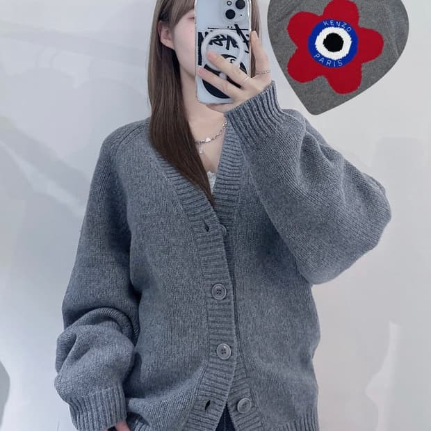 겐조 타겟 울 펄그레이 가디건