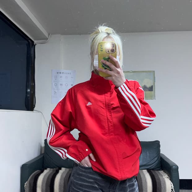 투티/ 0106 아디다스 콜라보 트랙 져지 바람막이 집업 레드 스포츠